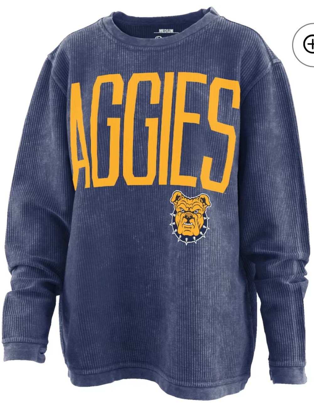 Aggies Navy Comfy Corded Sweatshirt with Gold Lettering Pressbox North Carolina